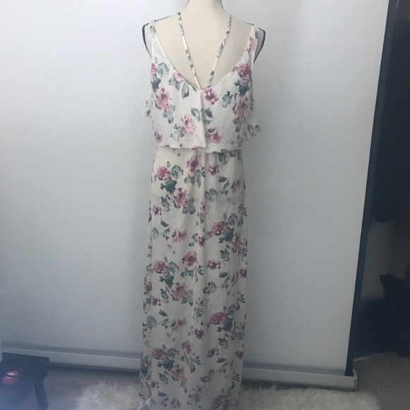 Zara Trafuluc Cream Pink Floral Maxi Dress 2-Piece - Picture 6 of 8